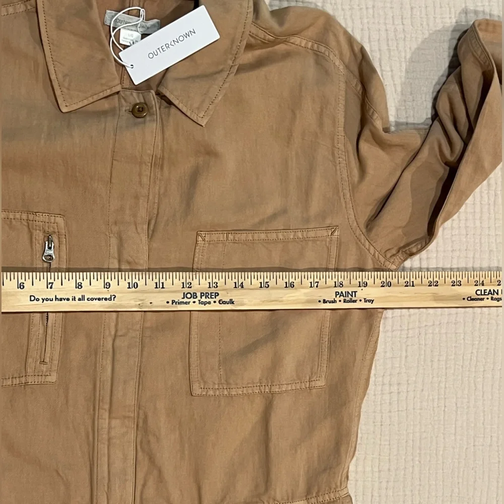 Outerknown STATION Long Sleeve Utility Jumpsuit Sand/Tan Sz L NWT $178 Linen - Picture 12 of 16